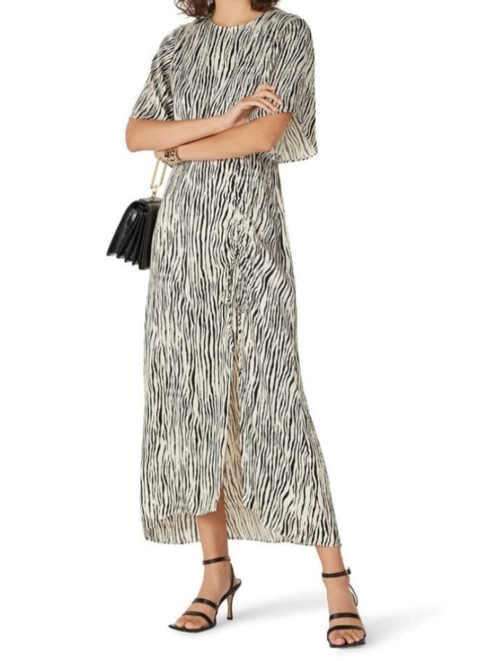 Petersyn Etta Zebra Dress Cream Womens Size Medium